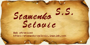Stamenko Šelović vizit kartica